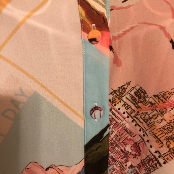 Just in Zeagoo Pink and Turquoise print blouse sz XL - Picture 4 of 9